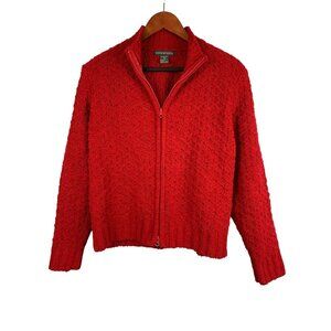 Sarah McKenzie Womens Red Textured Zip-Up Cardigan